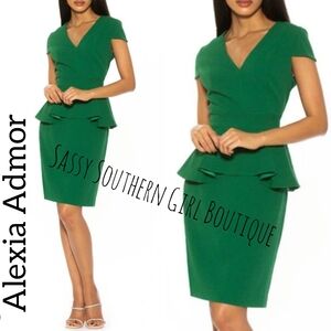 ,🆕⭐ Alexia Admor Green Peplum Midi Dress